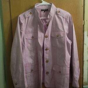 Talbots Light Purple Military Button FrontUtility Jacket Size‎ 1x 100% Cotton